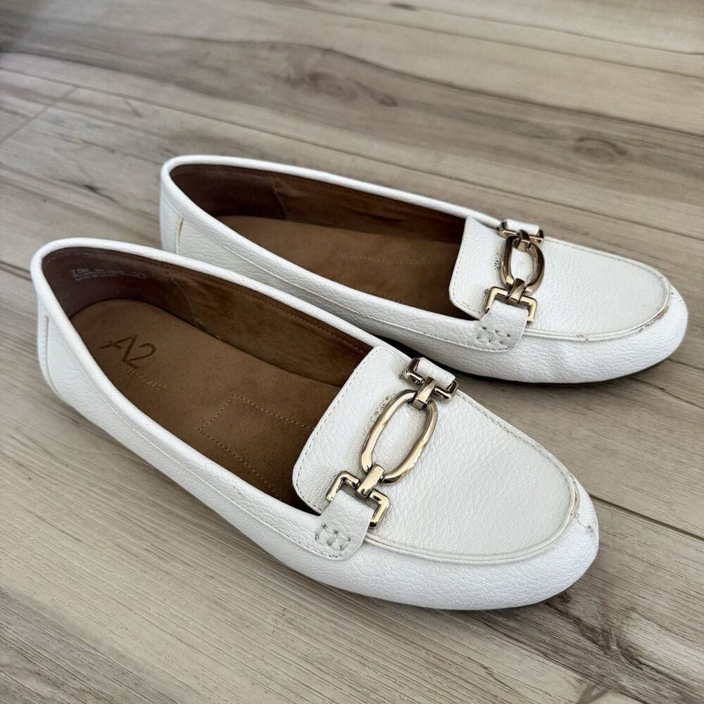 AEROSOLES Women's White Day Drive Slip On Loafer Flats Shoes comfortable 7.5
